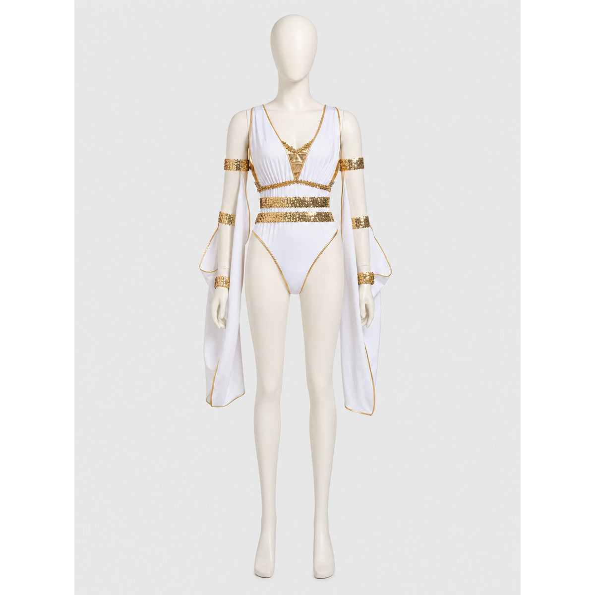 White and Gold Carnival Costume Jumpsuit