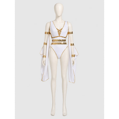 White and Gold Carnival Costume Jumpsuit