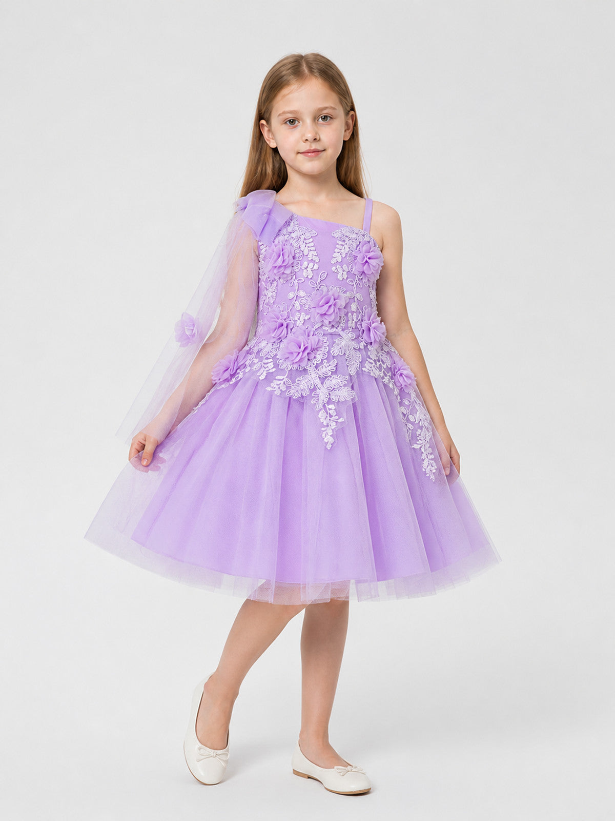 Girls' Tulle Tutu Dress with Embroidery and Flowers Costume Dresses detail