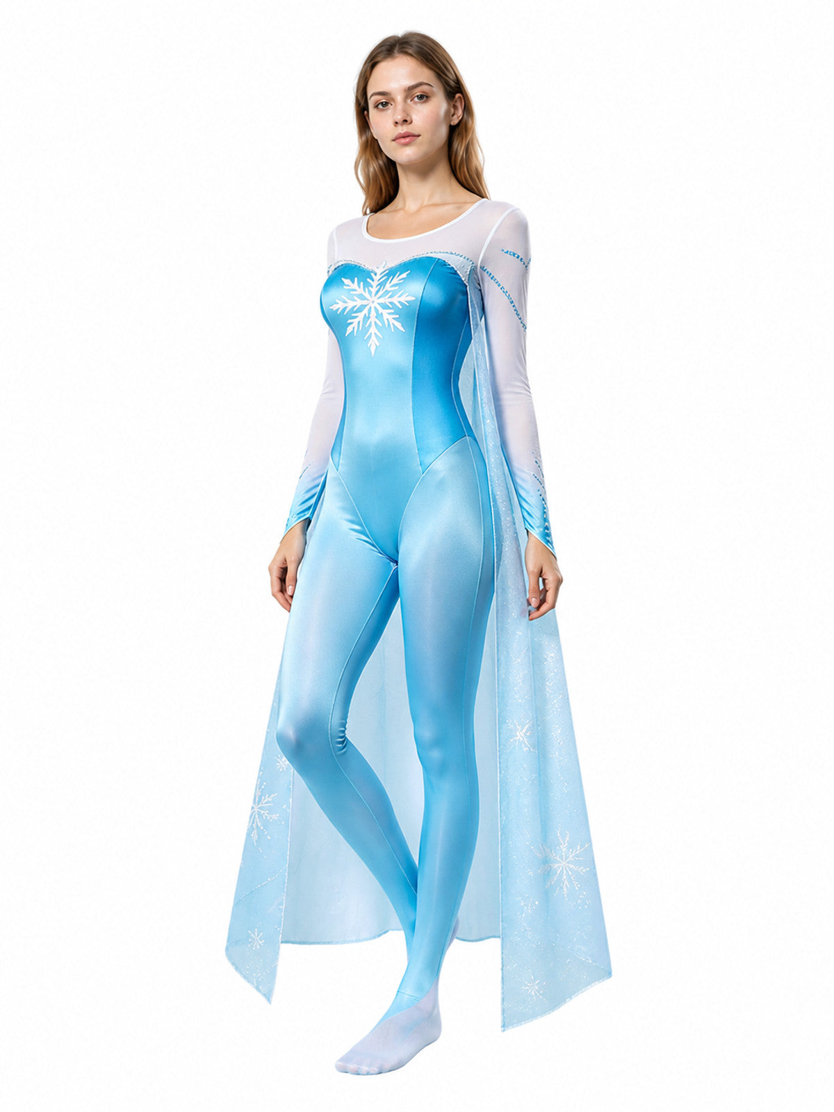Carnival Jumpsuit with Cape and Snowflakes Costume Capes detail