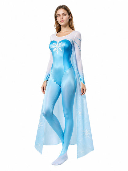 Carnival Jumpsuit with Cape and Snowflakes Costume Capes detail