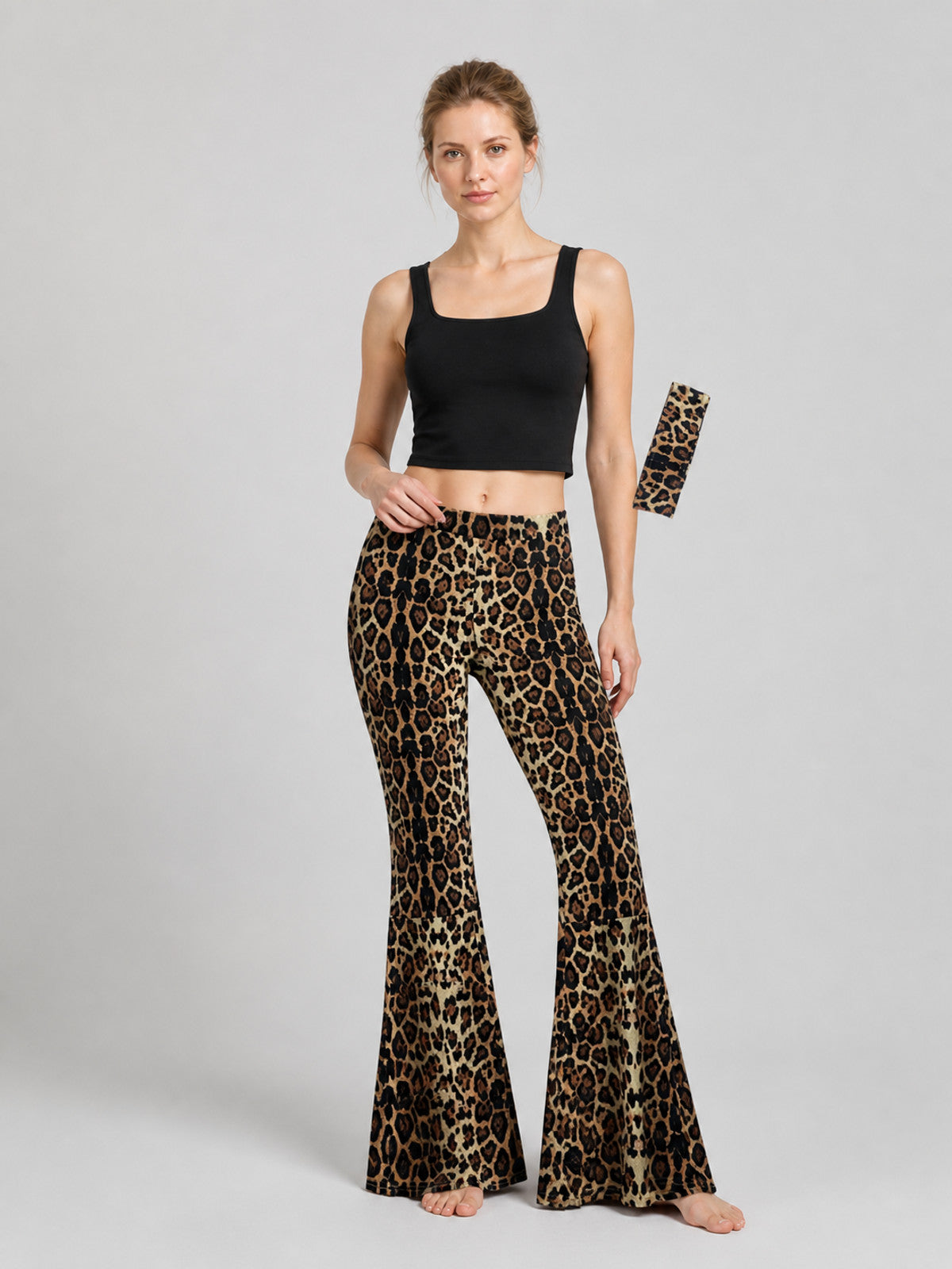 Leopard Flare Pants with Fabric Accessory Costume Accessories detail