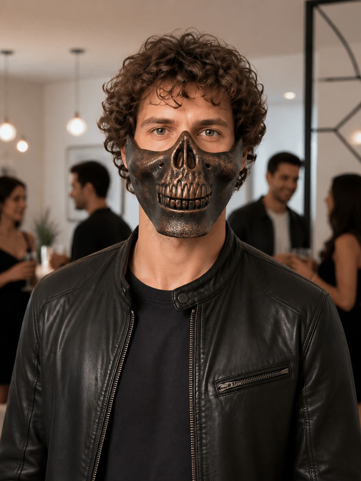 Halloween Skeleton Mask with Horns lifestyle view
