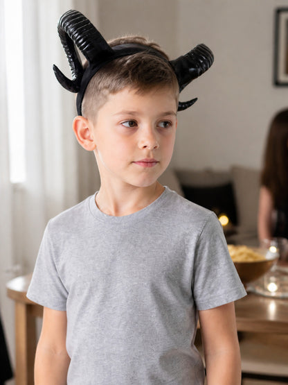 Halloween Carnival Headband with Black Horns