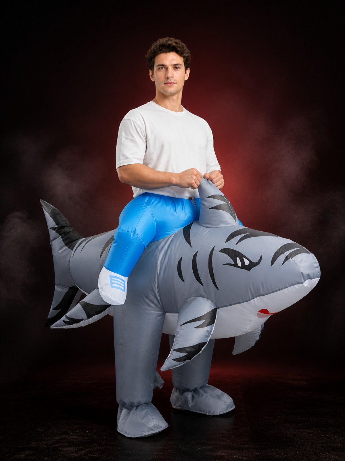 Unisex Gray Inflatable Shark Bodysuit Halloween Costume