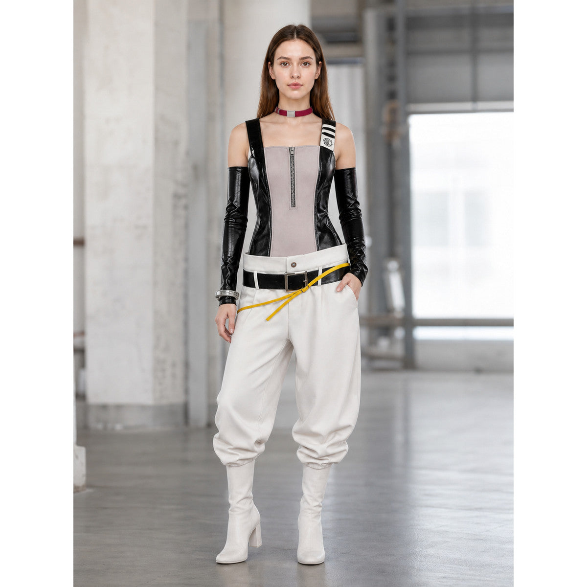 Semyu Griers Cosplay Costume with Belt and Arm Sleeves lifestyle view