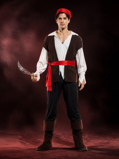 Pirate Carnival Costume with Vest and Boots main product view