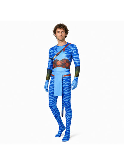 Avatar Cosplay Jumpsuit with Tail for the Stage Costumes detail