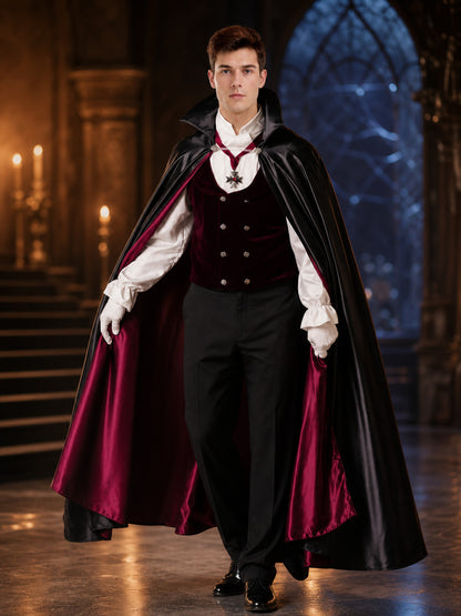 Vampire Costume with Cape, Vest, and Trousers