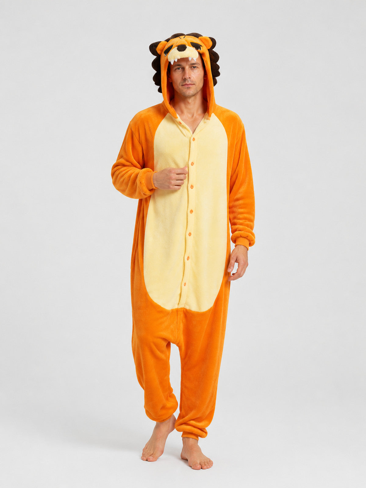 Flannel Lion Hooded Onesie Pajamas for Home product detail