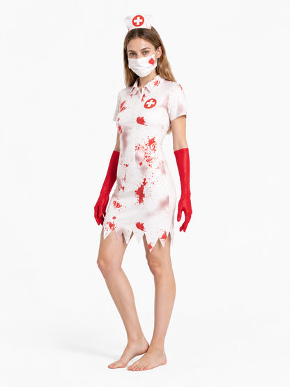 Zombie Medical Worker Costume with Blood for Halloween