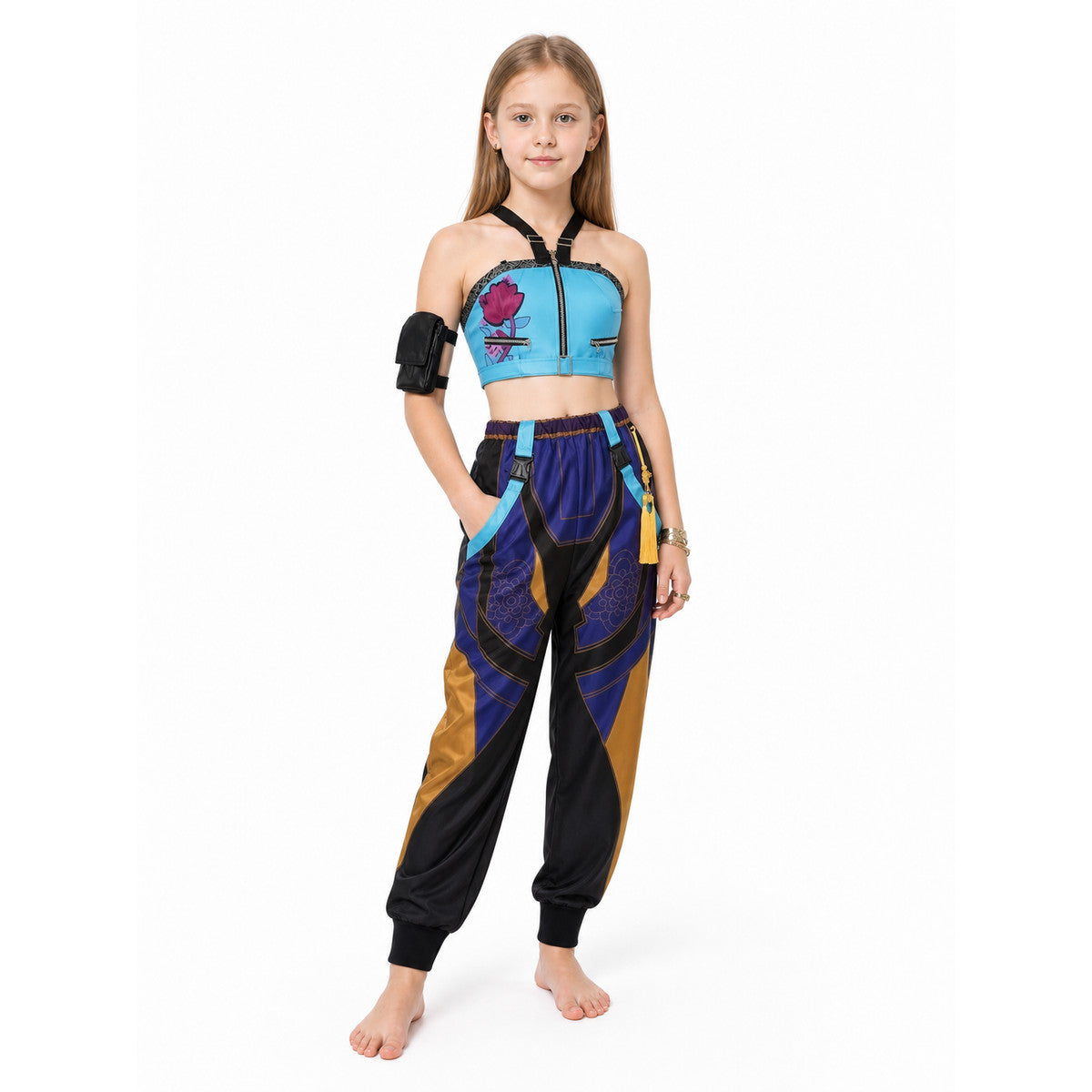 Cosplay Costume with Geometric Print and Roses Costumes detail