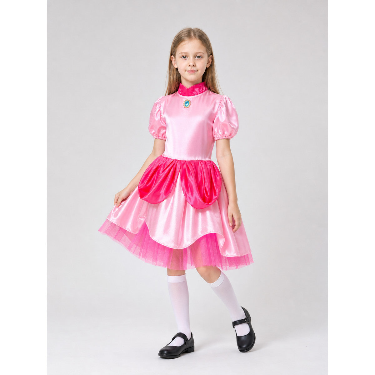 Carnival costume with a dress, gloves, and crown