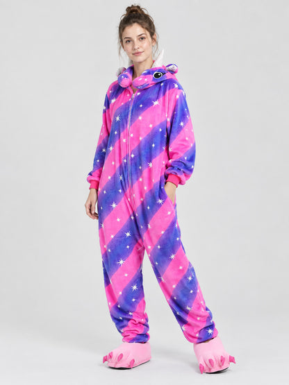 Kids' Hooded Pajama Jumpsuit with Horn and Tail