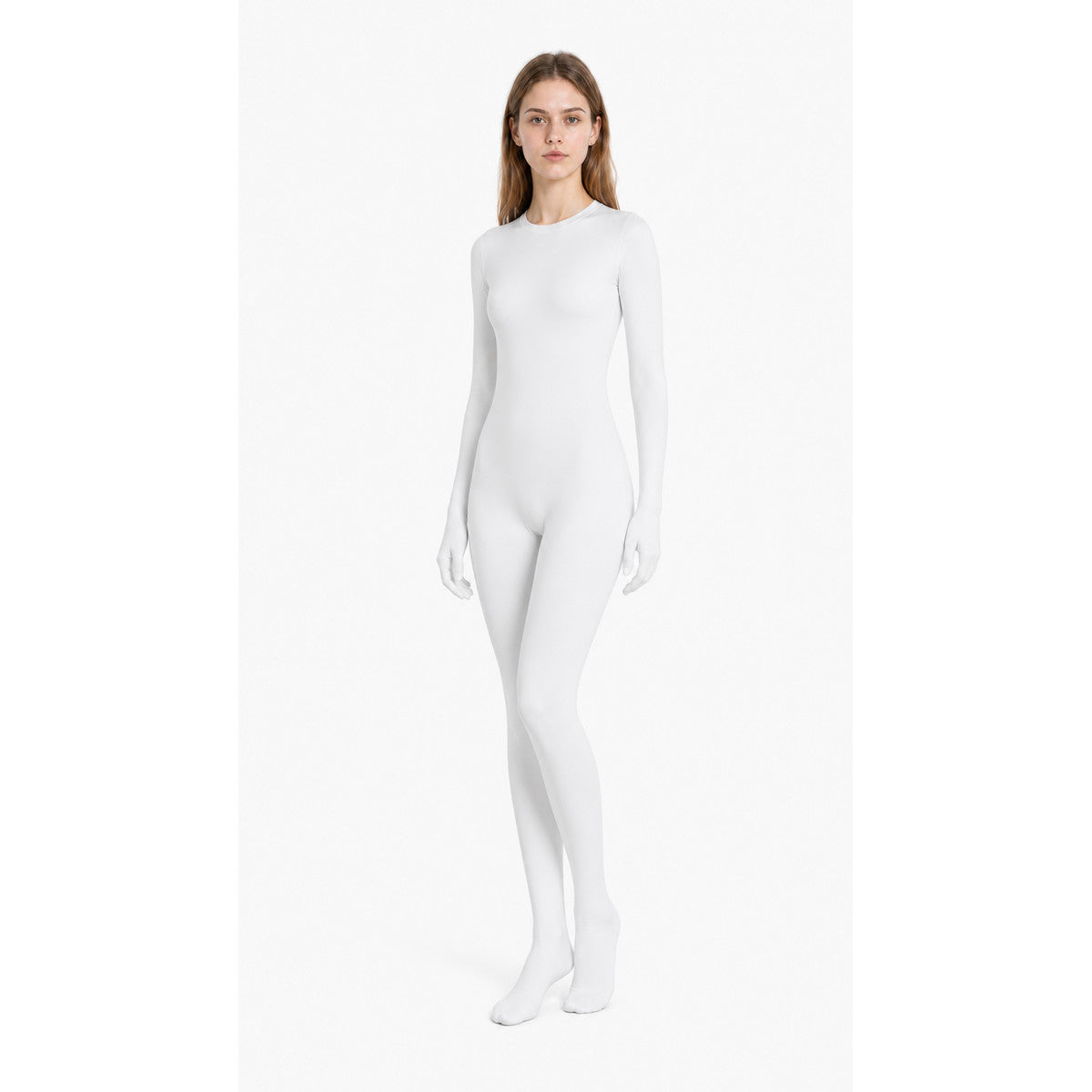 White Hooded Bodysuit with Gloves and Socks lifestyle