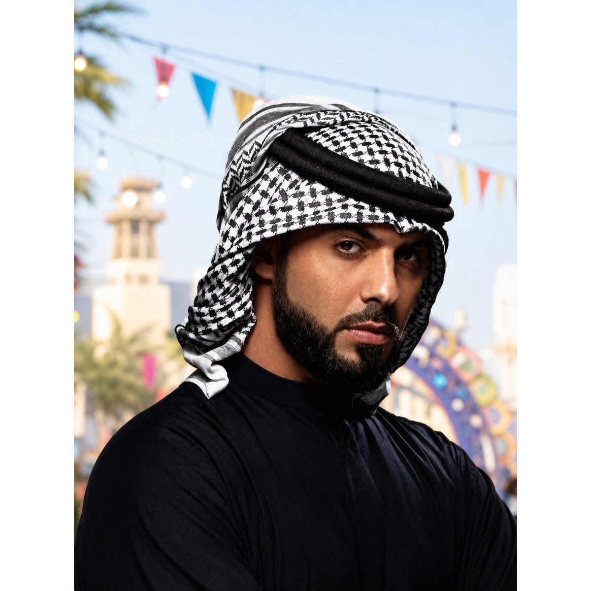 Carnival Headwear in Plaid and Arabic Style lifestyle