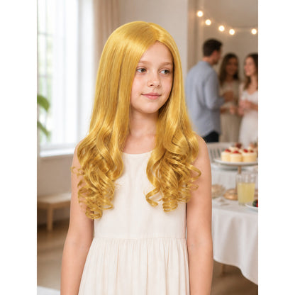 Gold-Toned Carnival Wig for Halloween and Cosplay lifestyle view