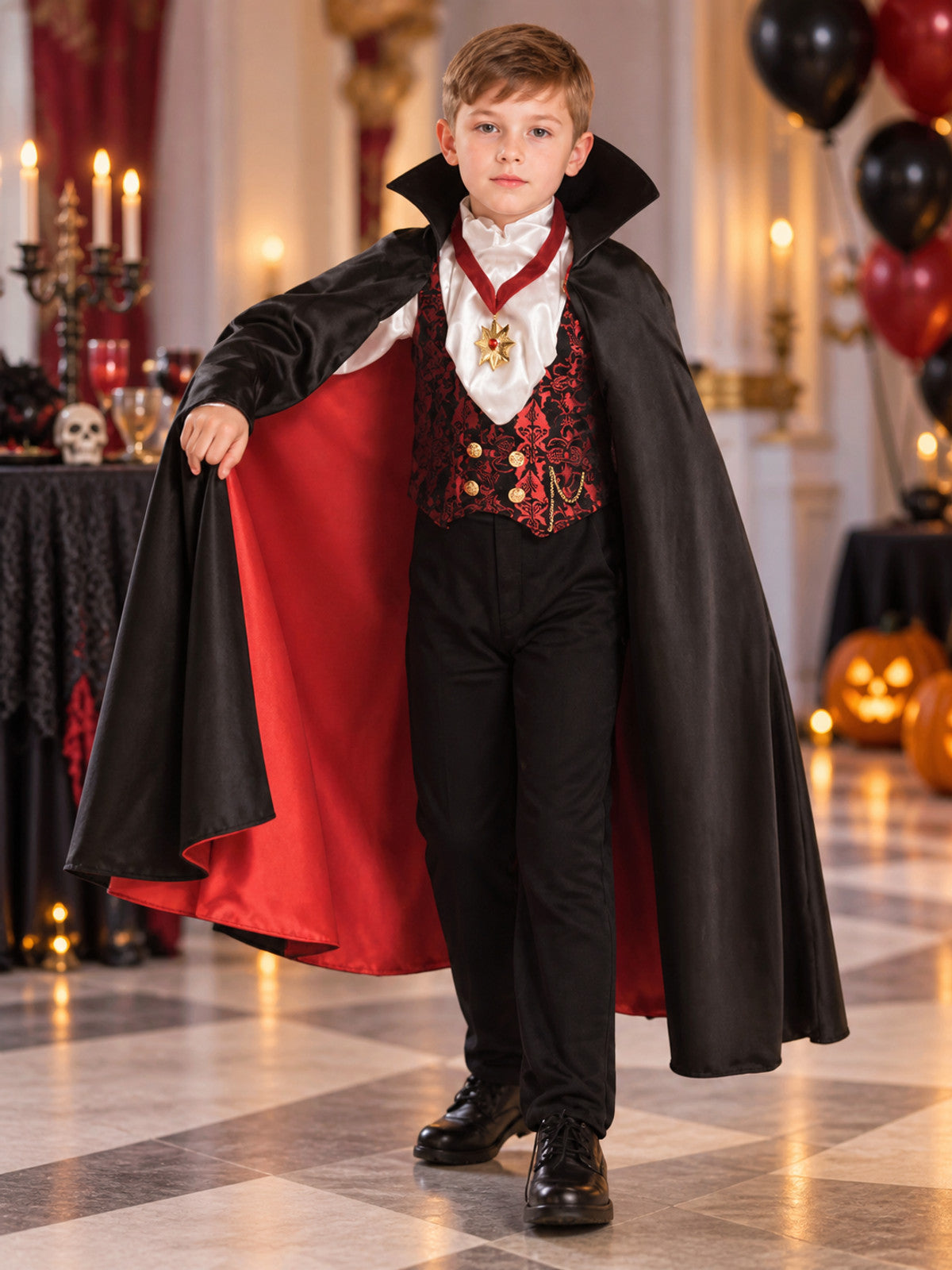 Vampire Costume with Cape, Hood, and Medallion lifestyle view