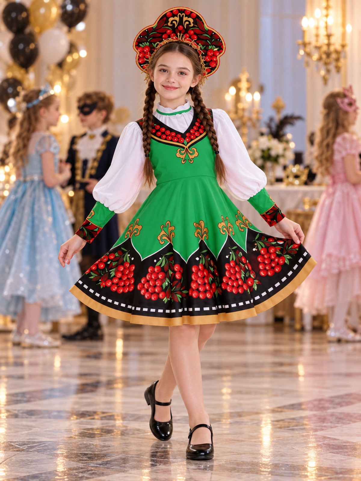 Children's Russian Folk Costume for Performances with Kokoshnik