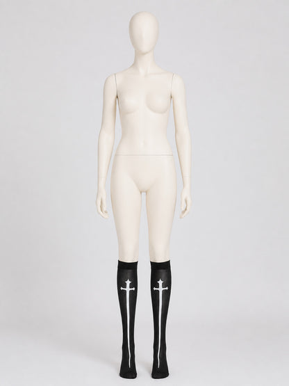 Gothic Knee-High Socks with White Crosses product detail