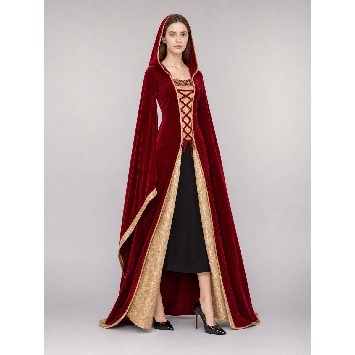 Burgundy carnival hooded cloak for cosplay occasion guide