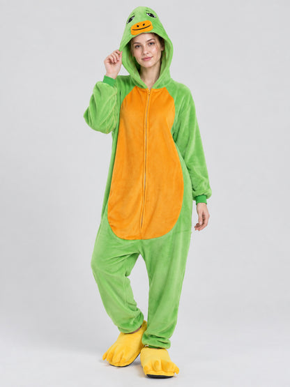 Flannel Hooded Zip-Up Pajama Jumpsuit