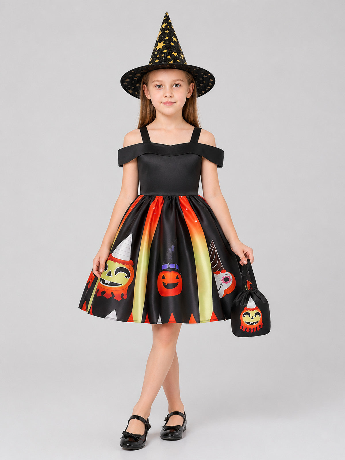 Halloween Witch and Pumpkin Costume Dress, 3 Pieces Costume Dresses detail