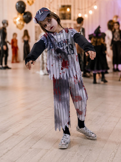 Gray Baseball Uniform-Style Zombie Costume lifestyle view