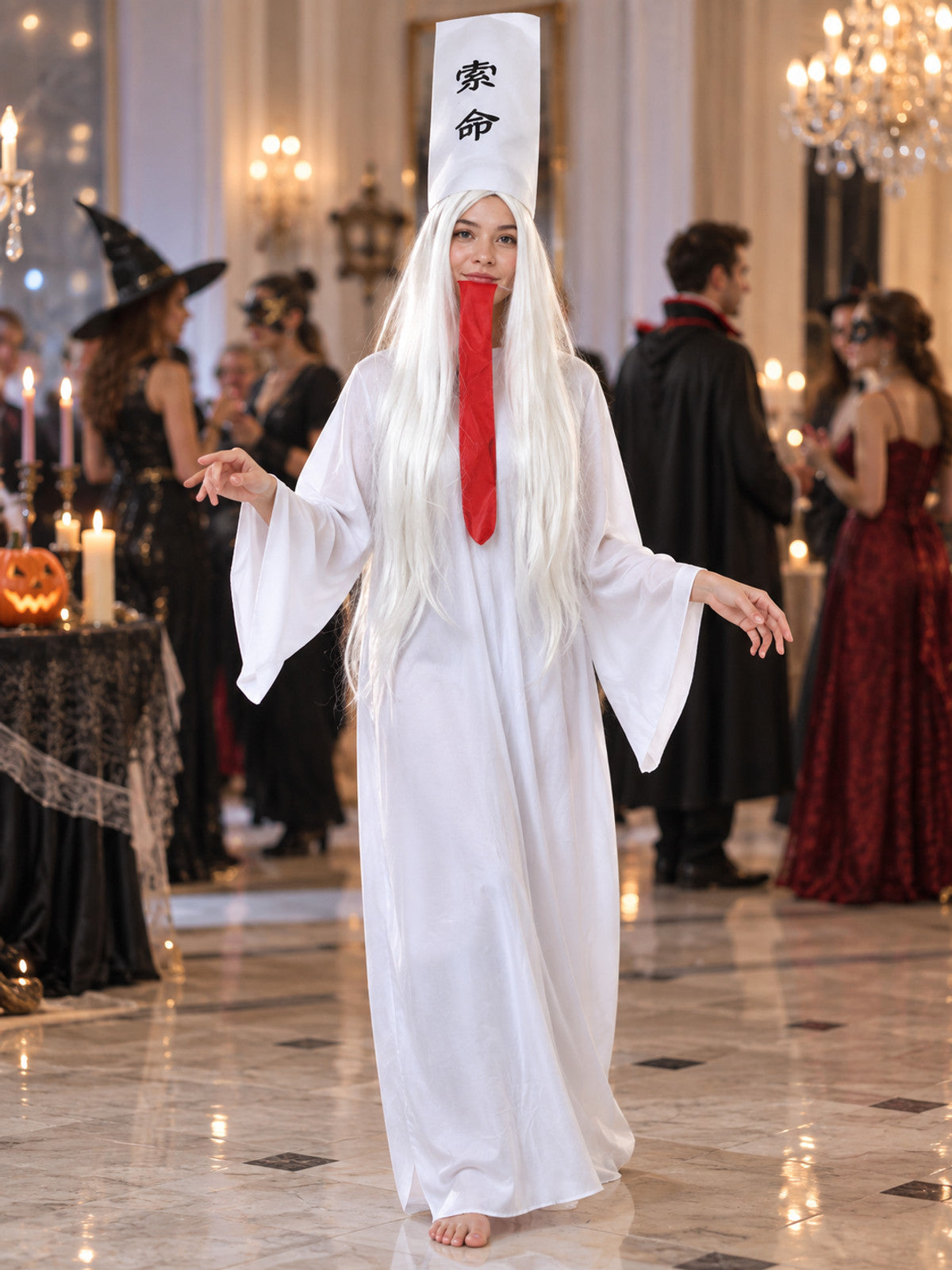 White Carnival Costume for a Ghost Character lifestyle view