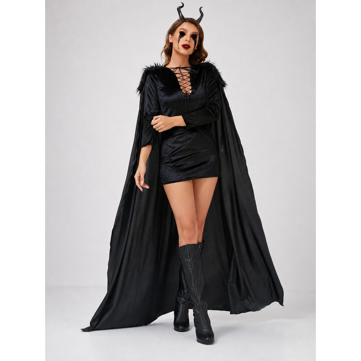 Halloween Costume with Cape and Horns