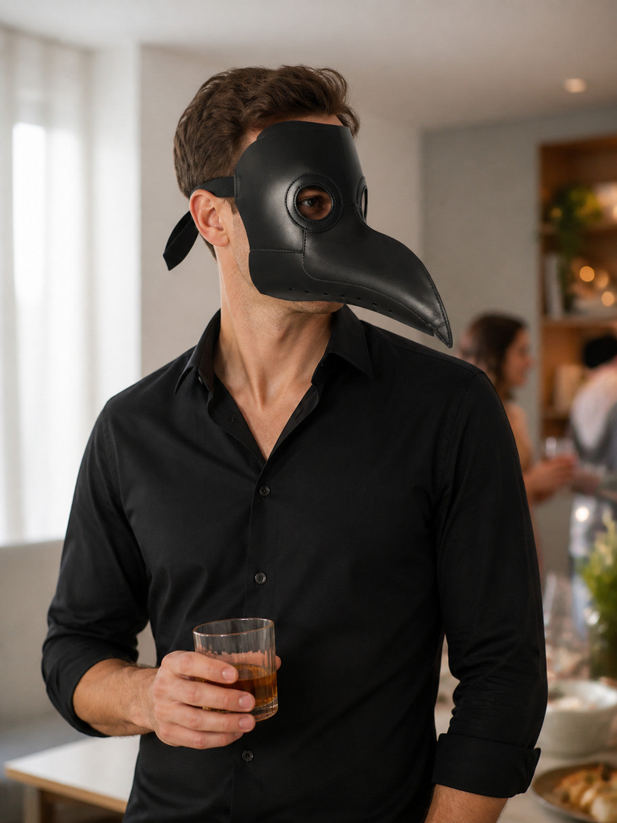 Carnival Headwear, Black Mask with a Bird Beak lifestyle view