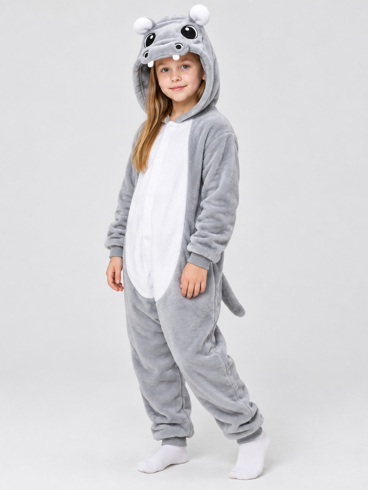 Flannel Hooded Pajama Jumpsuit with White Panel