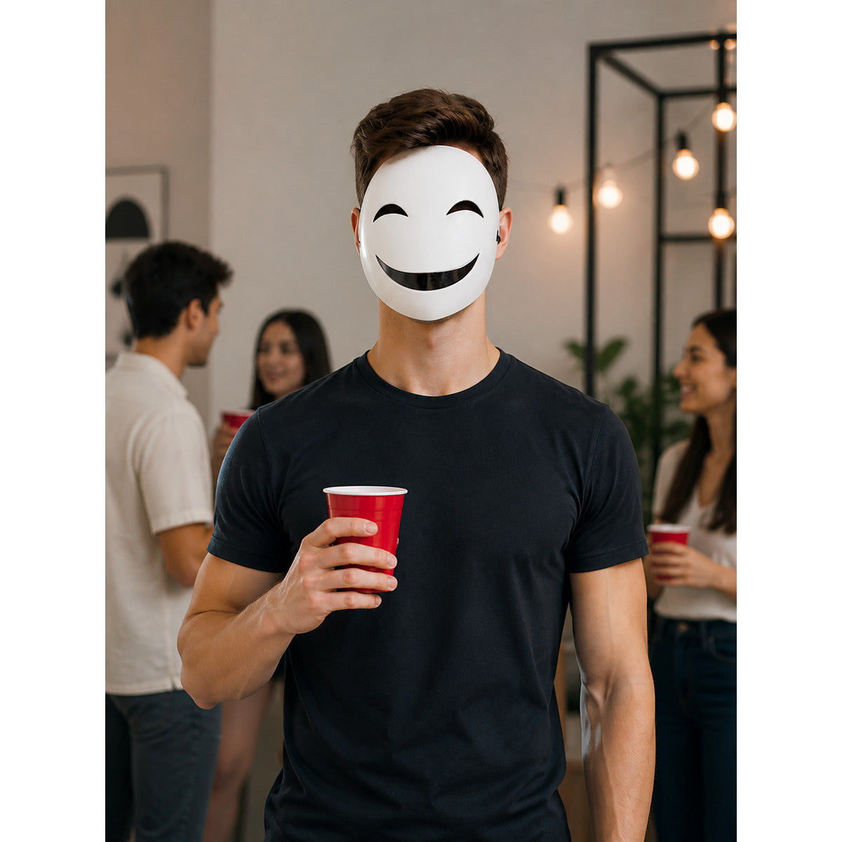 White and Black Carnival Mask for Halloween and Cosplay lifestyle view