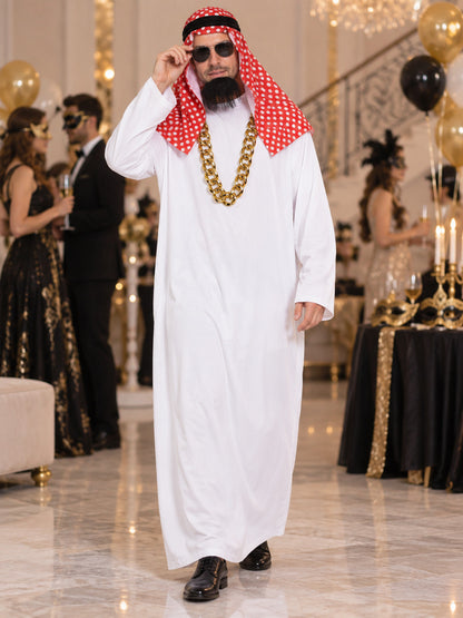 Adult Carnival Costume: White Robe, Chain, Beard