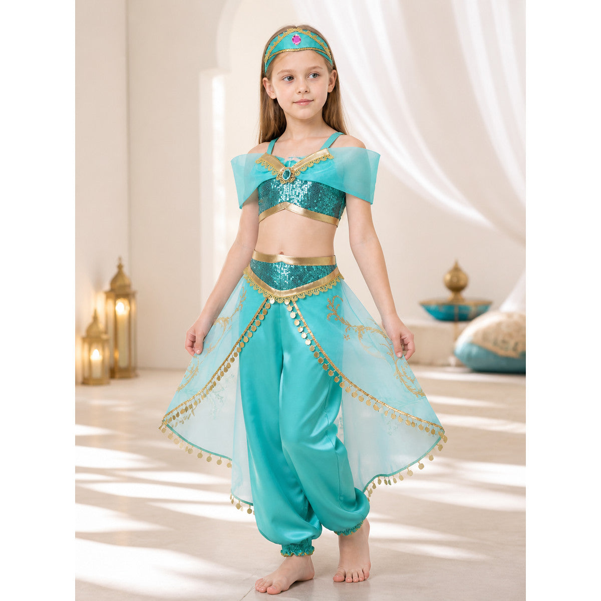 Turquoise Princess Costume for Halloween lifestyle view