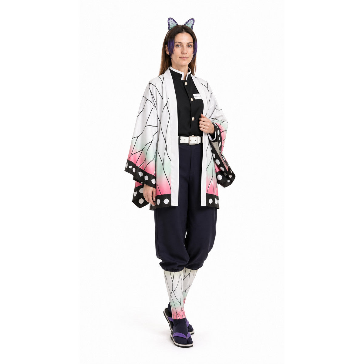 Shinobu Kochou Cosplay Costume with Cape and Wig Costume Capes detail