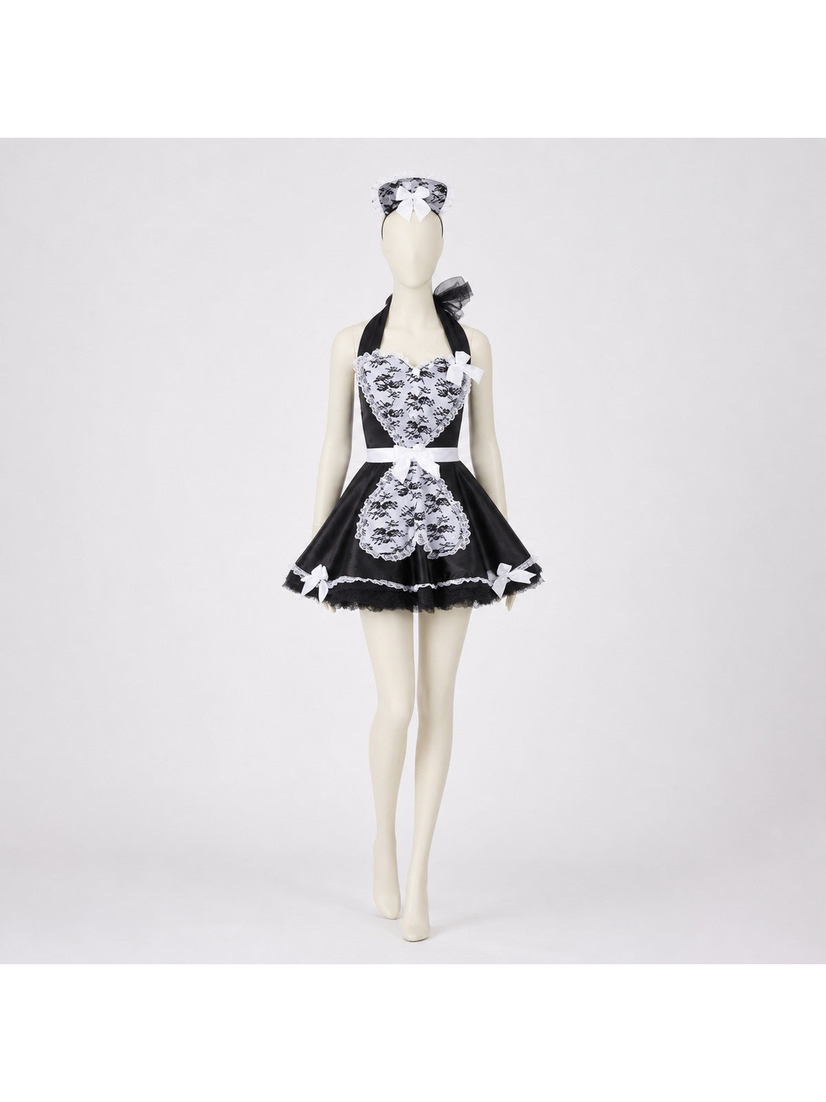 Black-and-White Dress Costume with Apron and Bows Costume Dresses detail