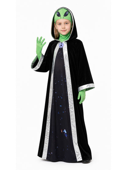 Alien Jumpsuit with Mask and Gloves Costume Masks detail