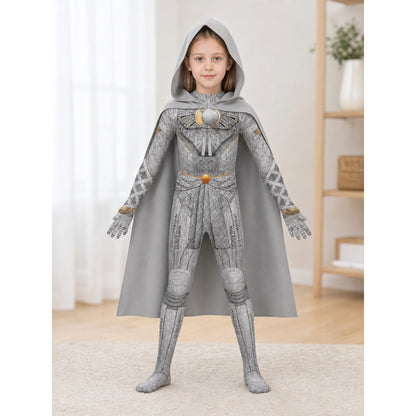 Superhero Jumpsuit Costume with Hood and Cape lifestyle