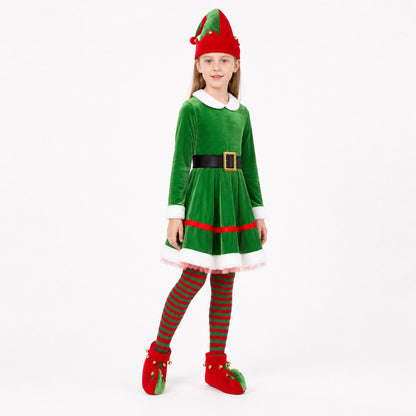 Christmas Elf Costume with Hat, Tights, and Belt