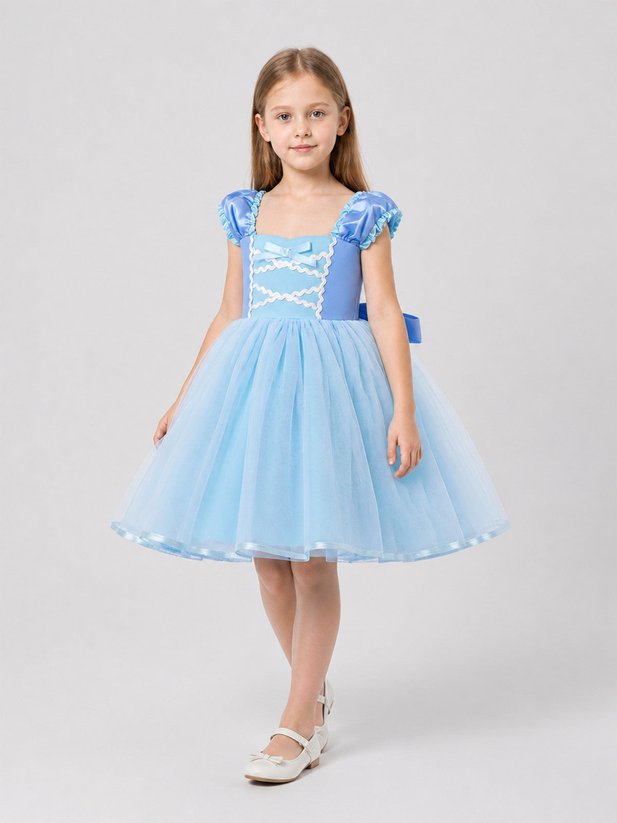 Puffy Blue Princess Dress with Bow Costume Dresses detail