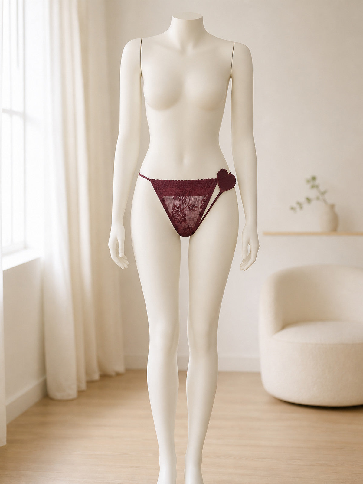 Lace triangle panties, 3-pack (burgundy, nude, purple)