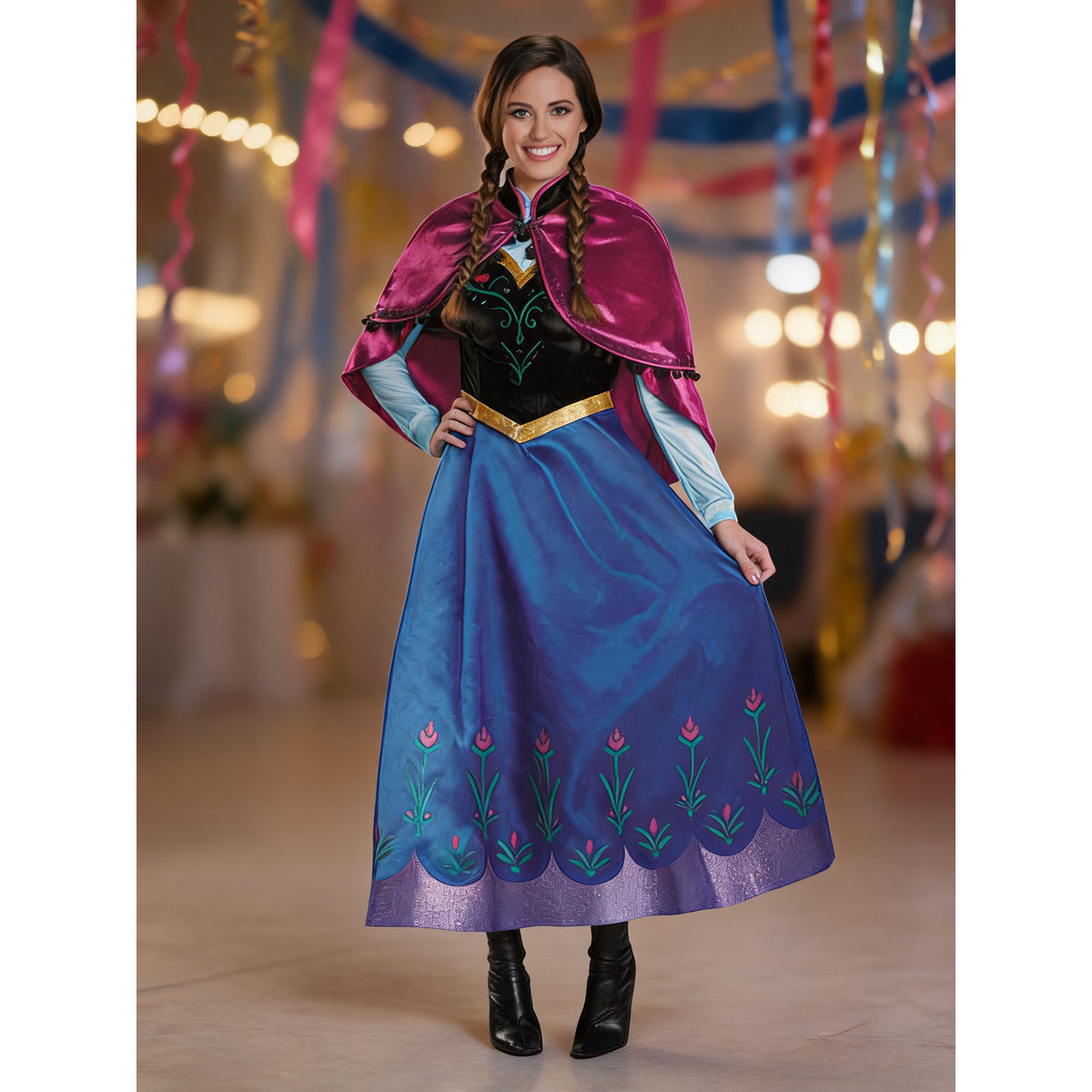 Carnival costume with cape and black corset lifestyle view