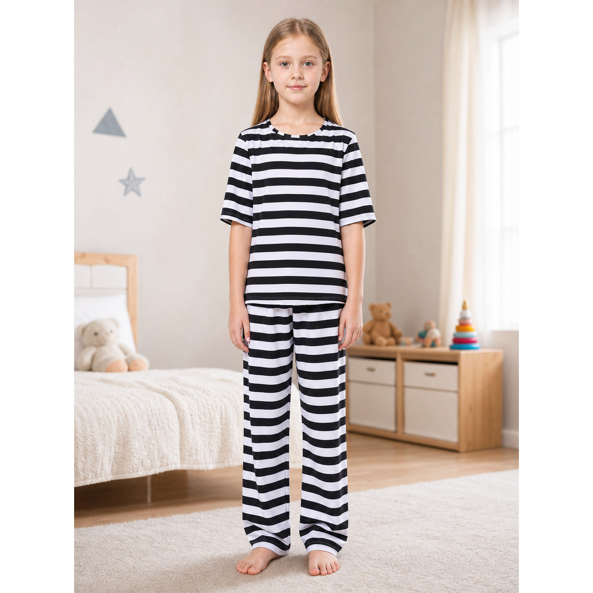 Striped costume with a headband for themed looks lifestyle view