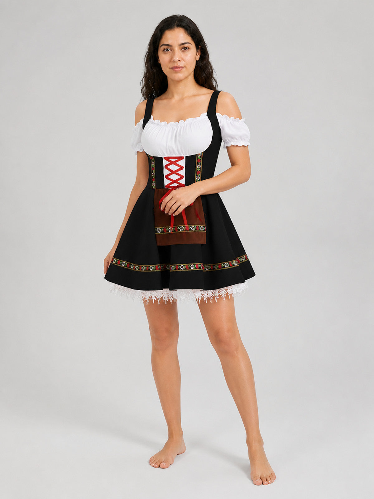 Sundress with Apron and Colorful Ribbons