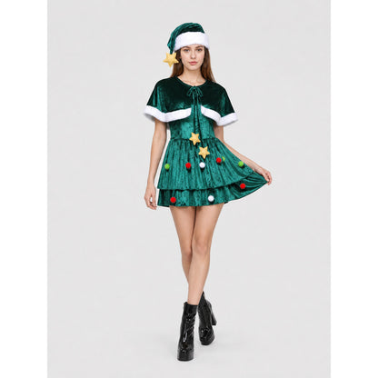 Christmas Tree Costume with Tiered Skirt for Performances