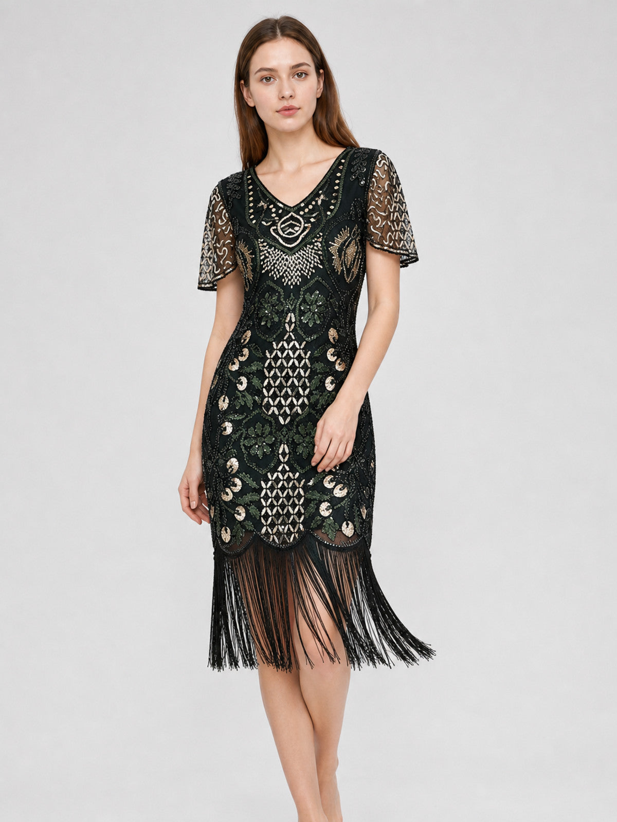 Vintage Art Deco Fringe and Sequin Dress