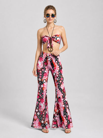 Hippie-Style Set: Flare Pants, Shorts, and Accessories