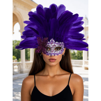 Carnival headdress with feathers and a mask lifestyle