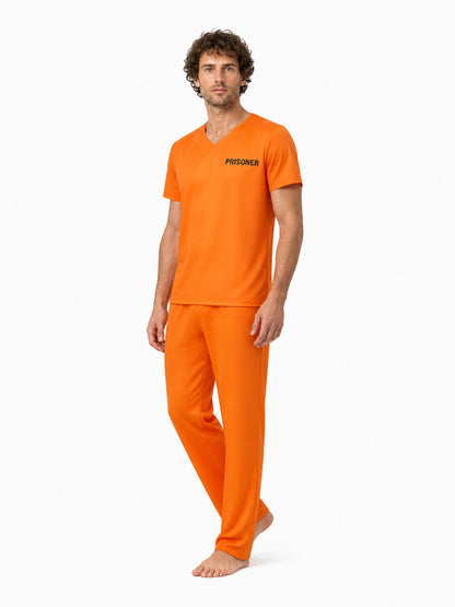 Carnival Costume: Prison Uniform, T-Shirt and Pants